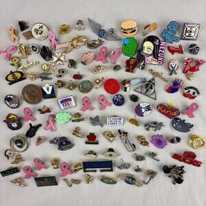 Lapel Pin Tie Tack Bulk Lot - Animals States Travel Pink Ribbon Military Novelty